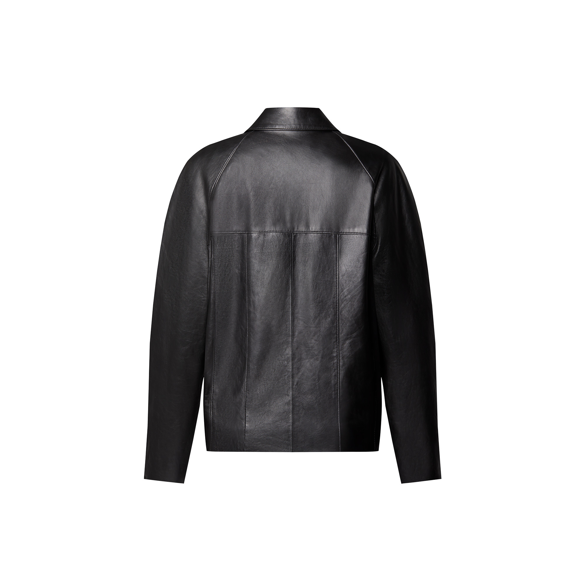 Patchwork Leather Button-Up Jacket - 3