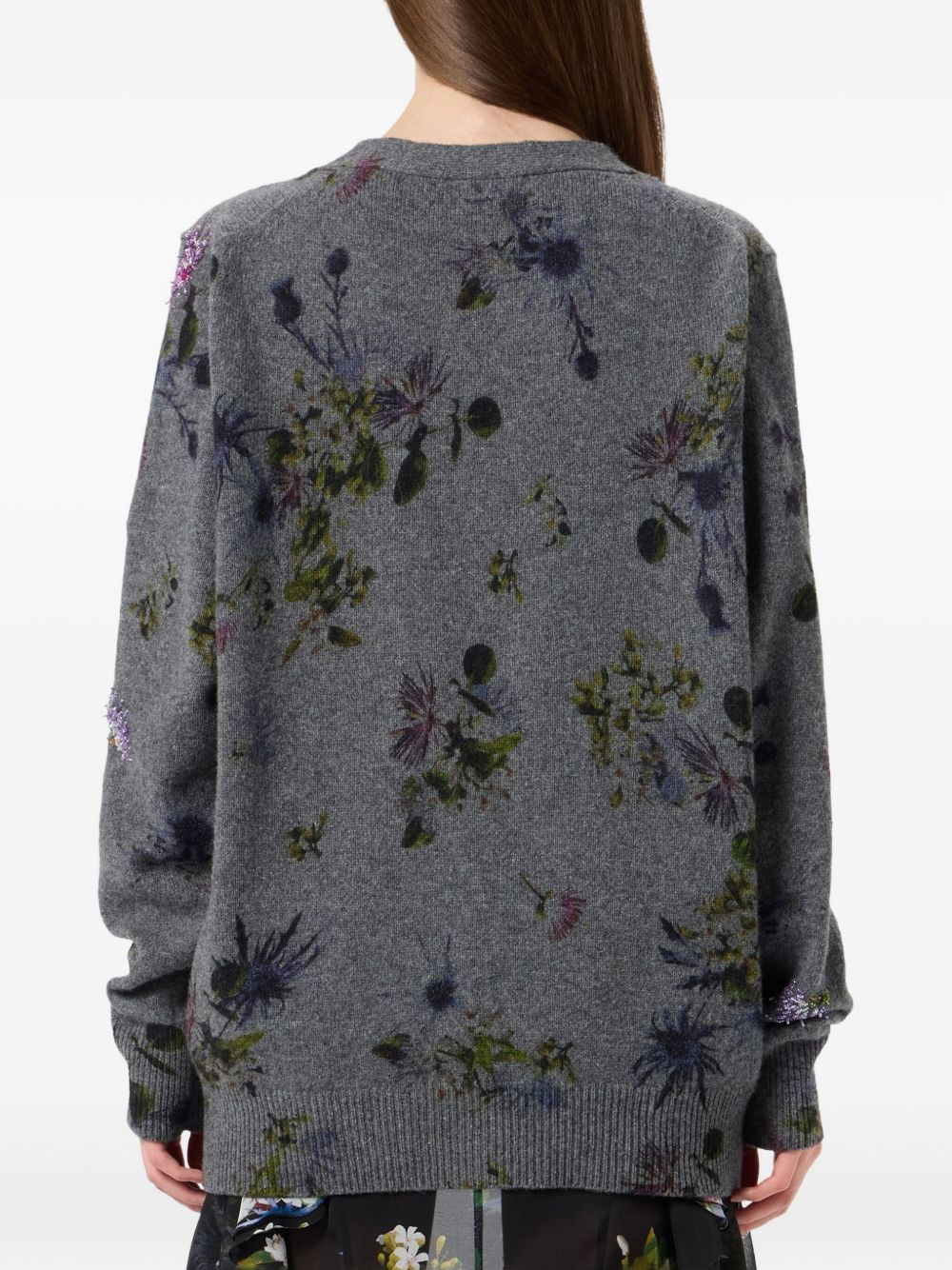 floral-beaded cardigan - 4