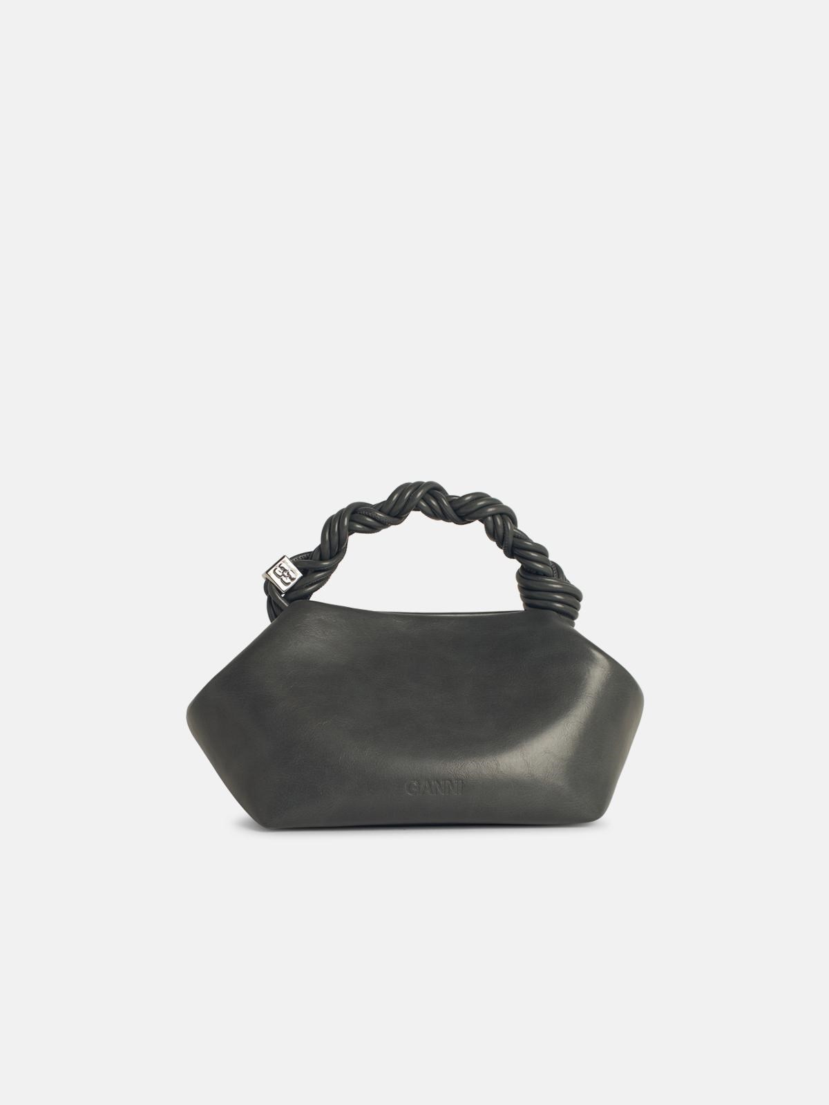 'BOU' SMALL GREY LEATHER BLEND BAG - 3