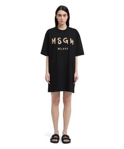 MSGM Long T-Shirt dress with brushstroke logo outlook