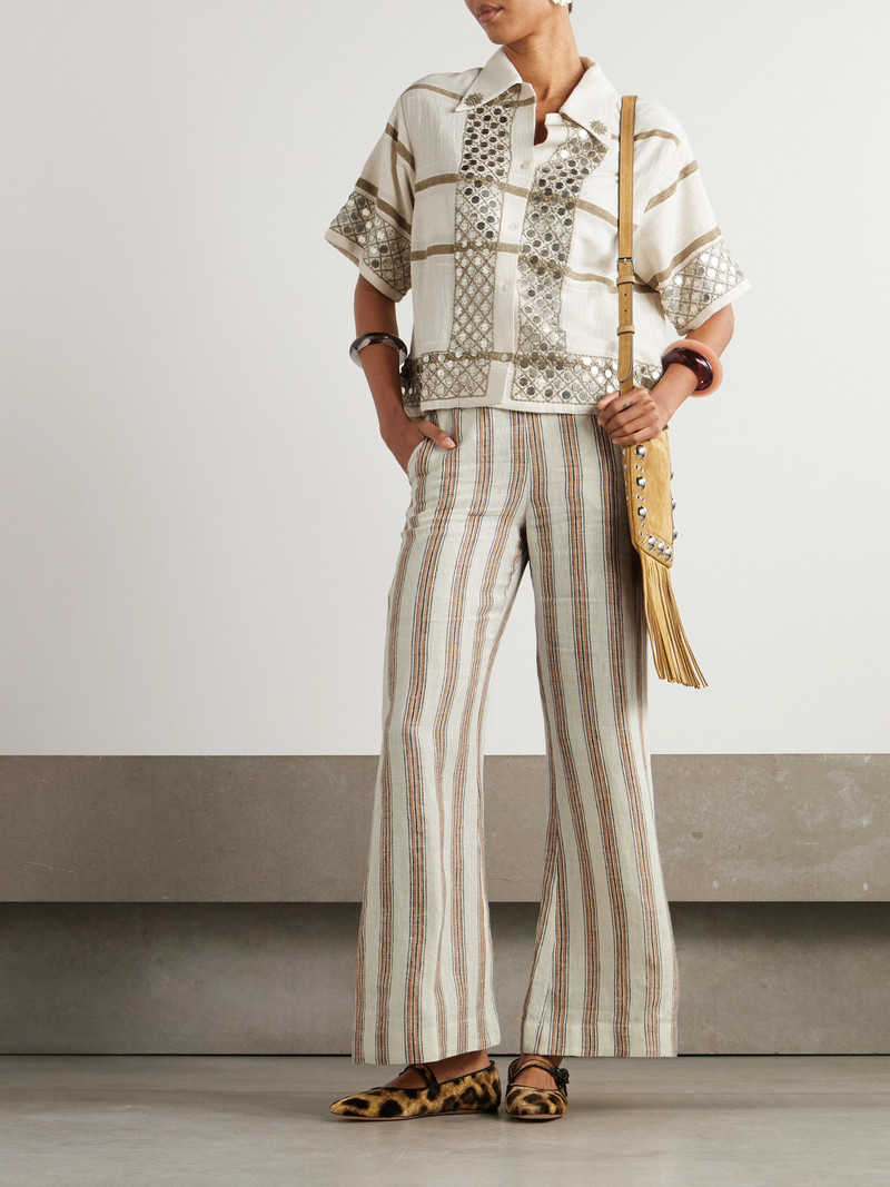 ALIX OF BOHEMIA Charlie Desert Striped Linen Flared Pants outlook