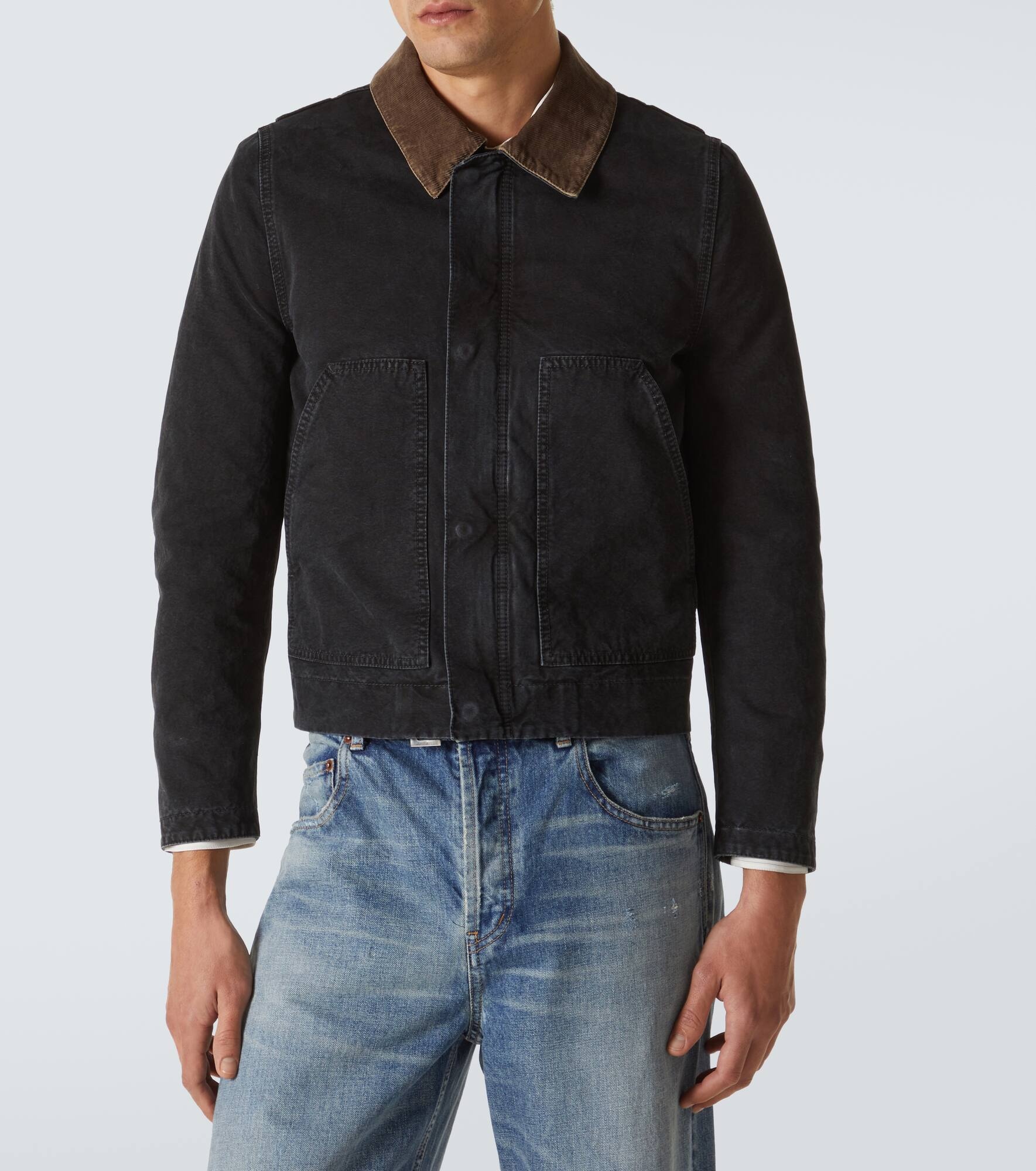 Corduroy-trimmed cotton canvas jacket - 3