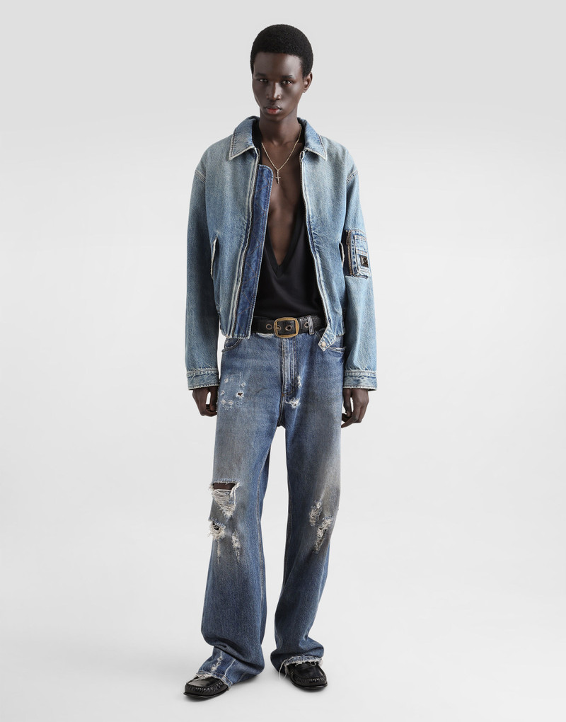 Dolce & Gabbana Cotton denim bomber jacket with tag outlook