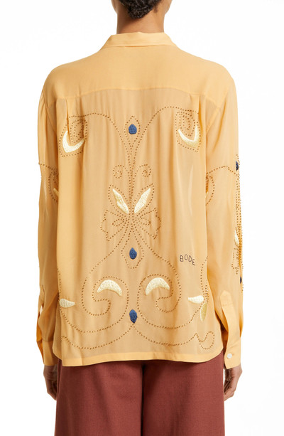 BODE Beaded Cantaloupe Silk Georgette Button-Up Shirt outlook