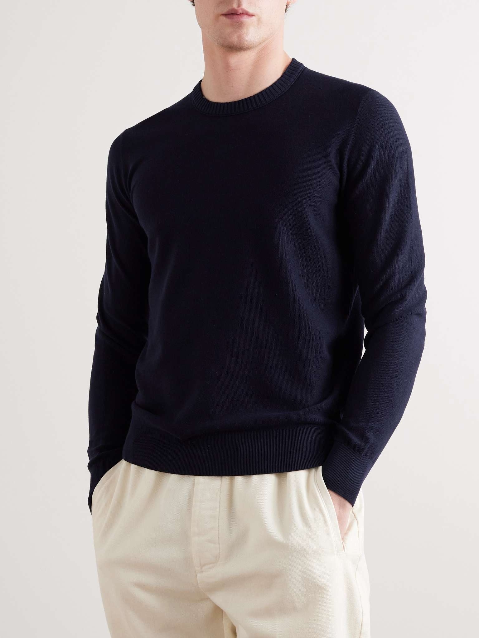 Cotton and Silk-Blend Piqué Sweater - 3