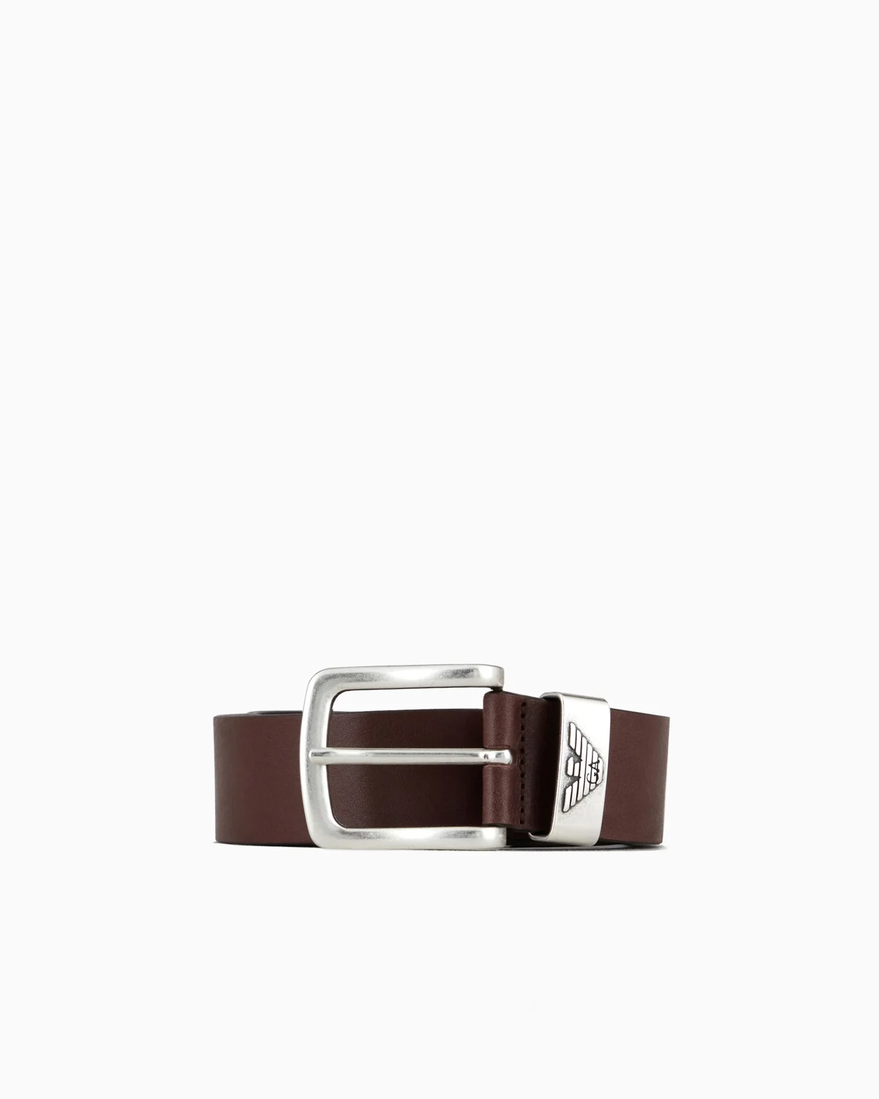 Leather belt with logo buckle - 1