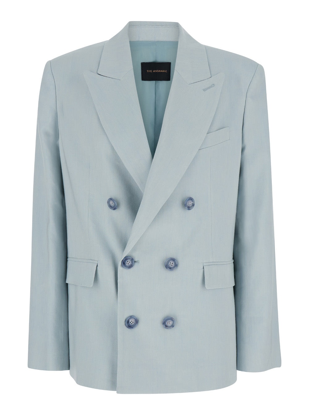 THE ANDAMANE - The Andamane Women Light Blue Single-Breasted Blazer In Linen Stretch Woman - 1