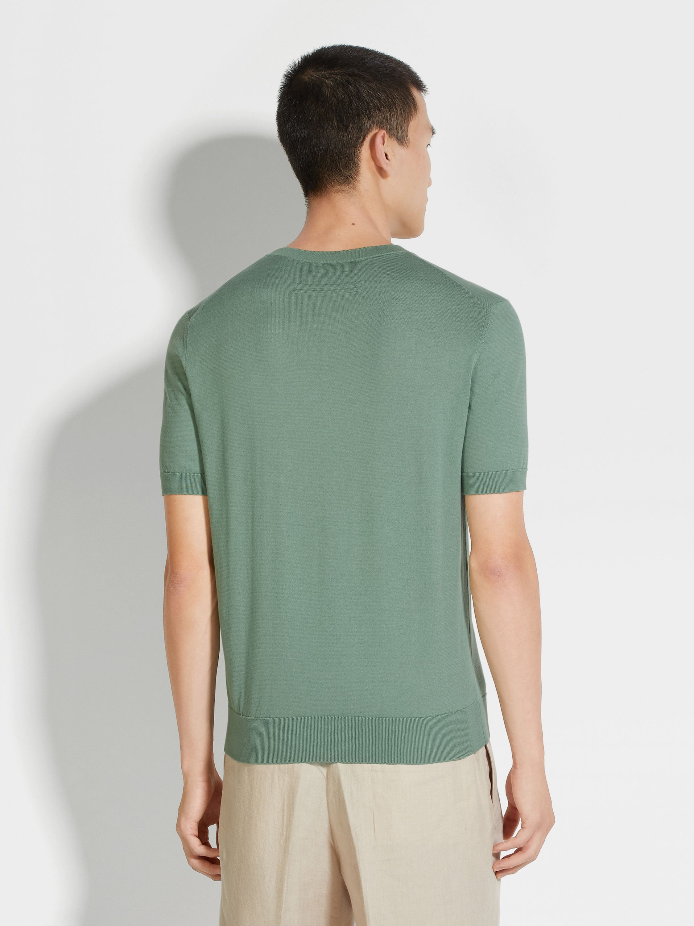 SAGE GREEN PREMIUM COTTON T-SHIRT - 5