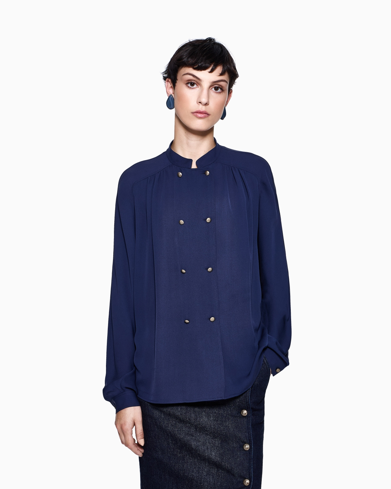 DENIM COLLECTION TRIPLE SILK GEORGETTE SHIRT - 4