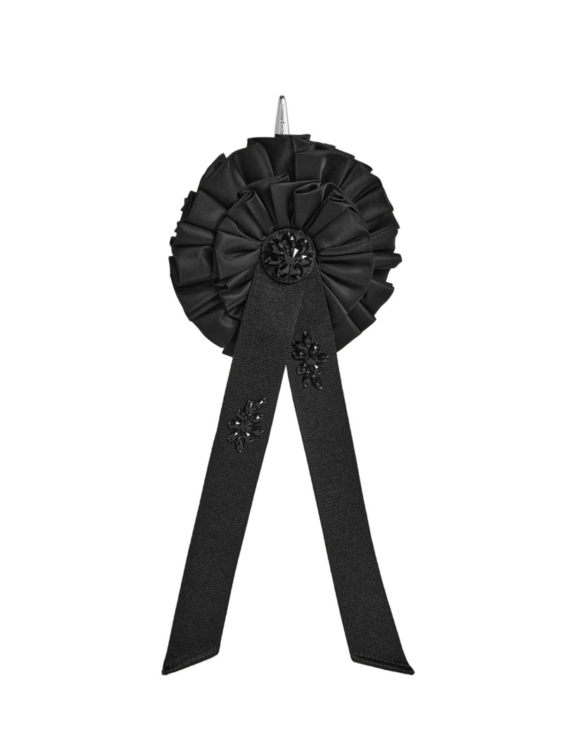 RIBBON ROSETTE COIN PURSE W/ EMB - BLACK/JET 1
