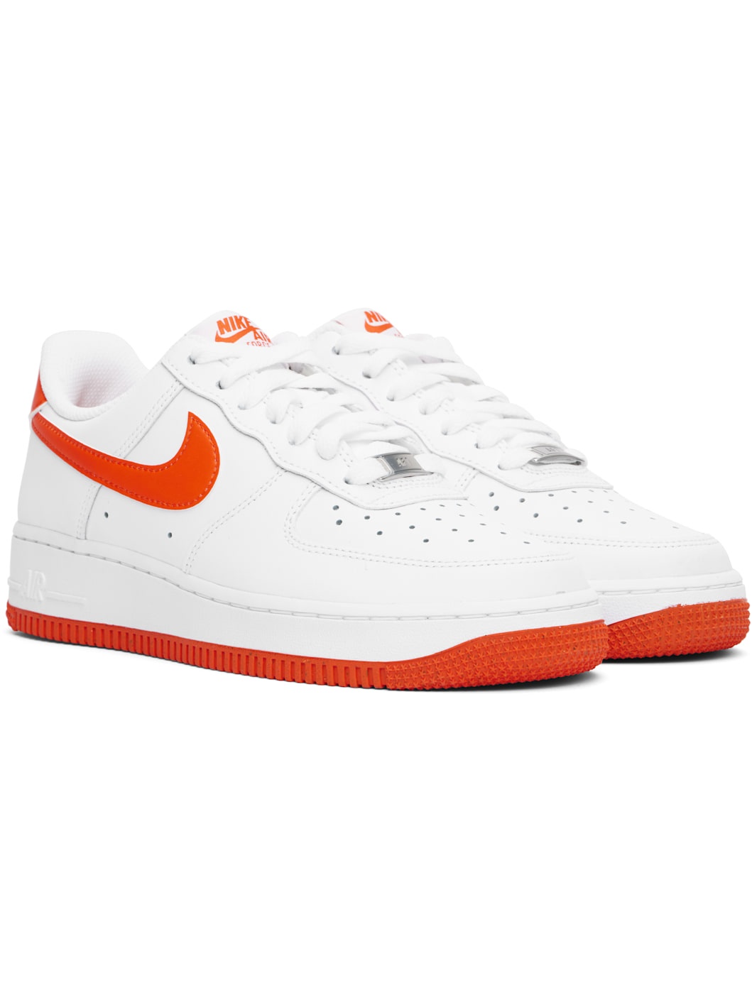 White & Orange Air Force 1 '07 Sneakers - 4