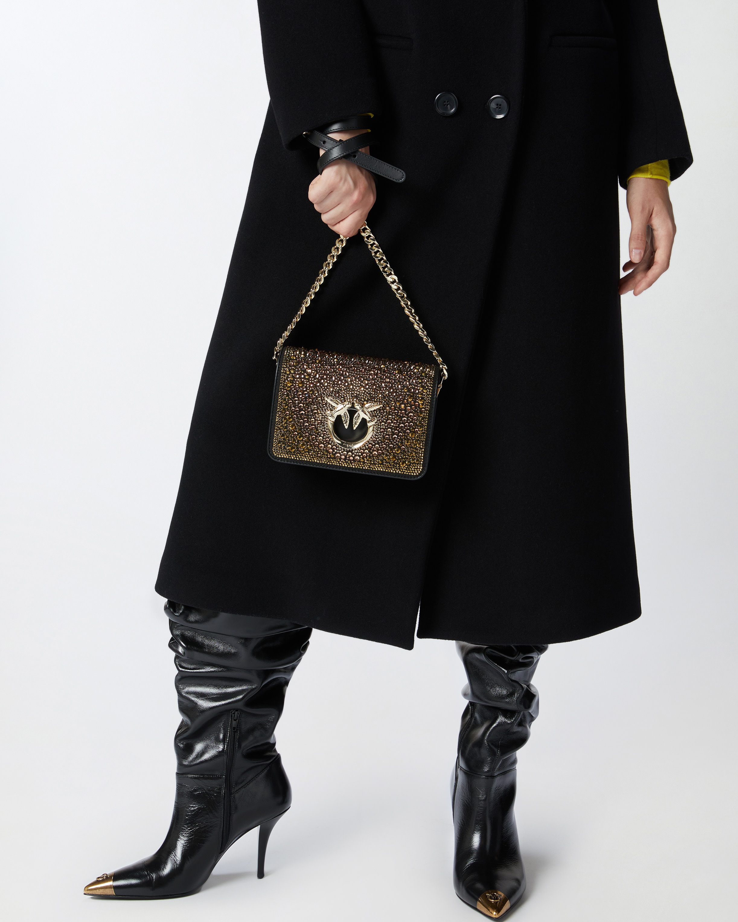 PINKO GALLERIA FULL-RHINESTONE MINI LOVE BAG CLICK - 9