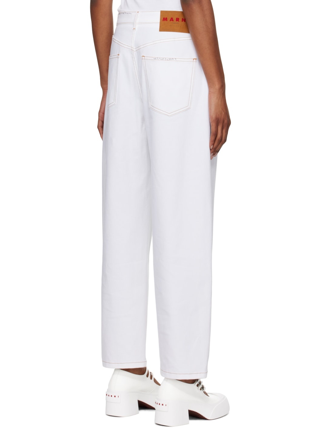 White Flower Patches Jeans - 3