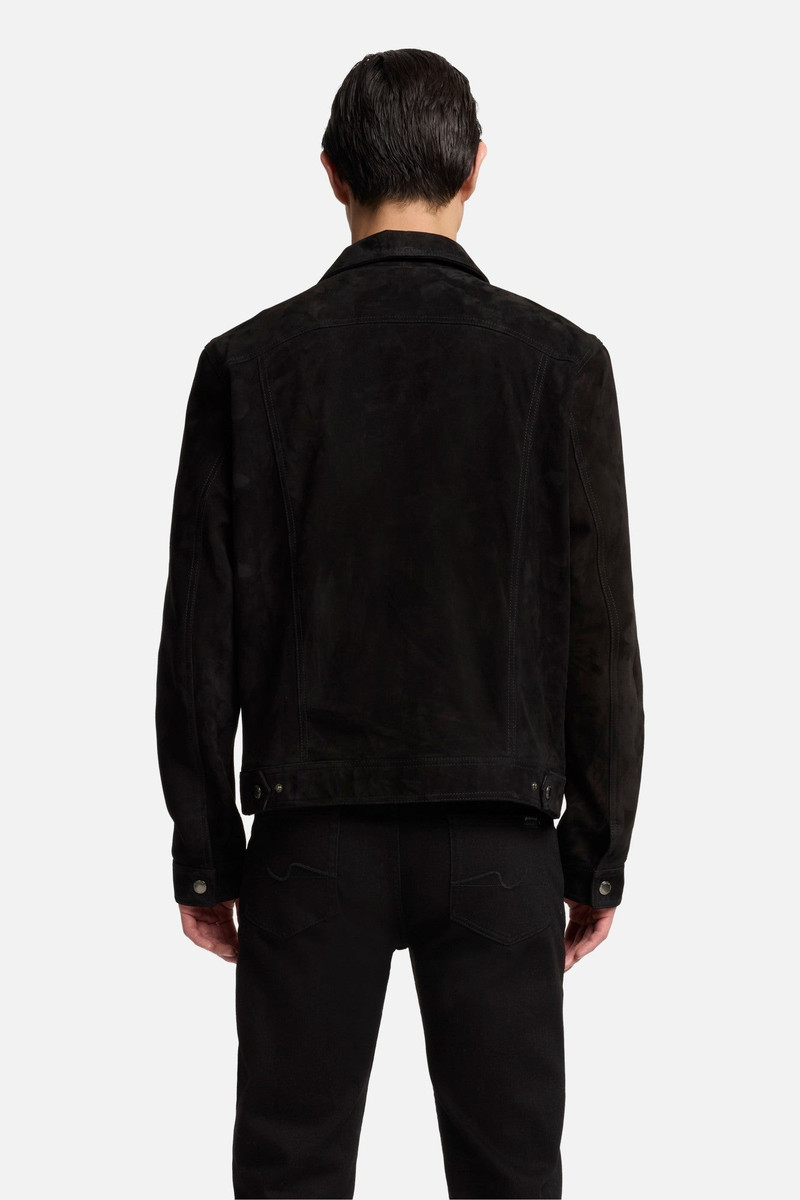 Suede Trucker Jacket In Black 5