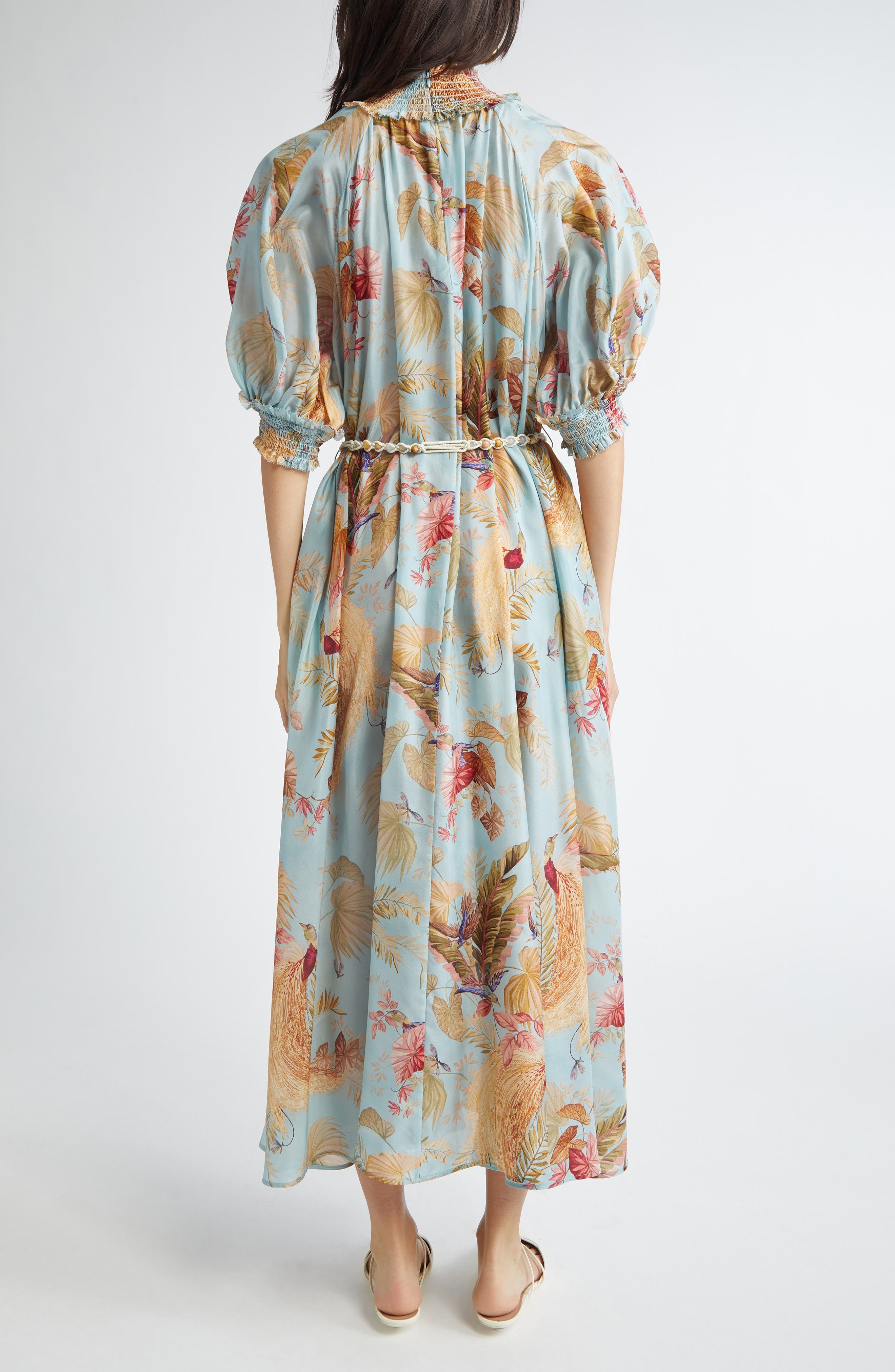 Zimmermann Ascension Print Silk Belted Dress in Aqua Palm Floral at Nordstrom - 2