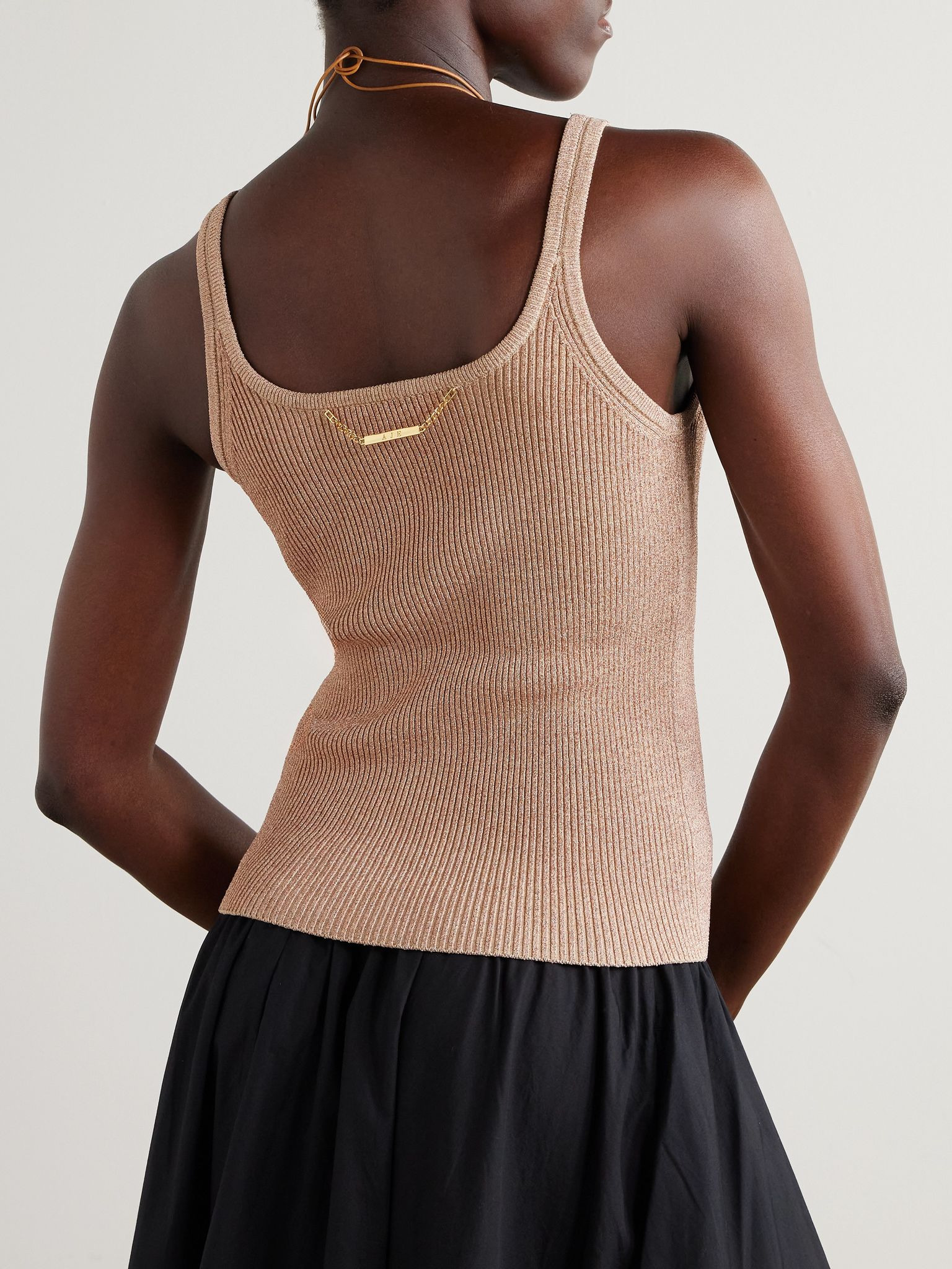 Breeze metallic ribbed-knit tank Rose gold - 3