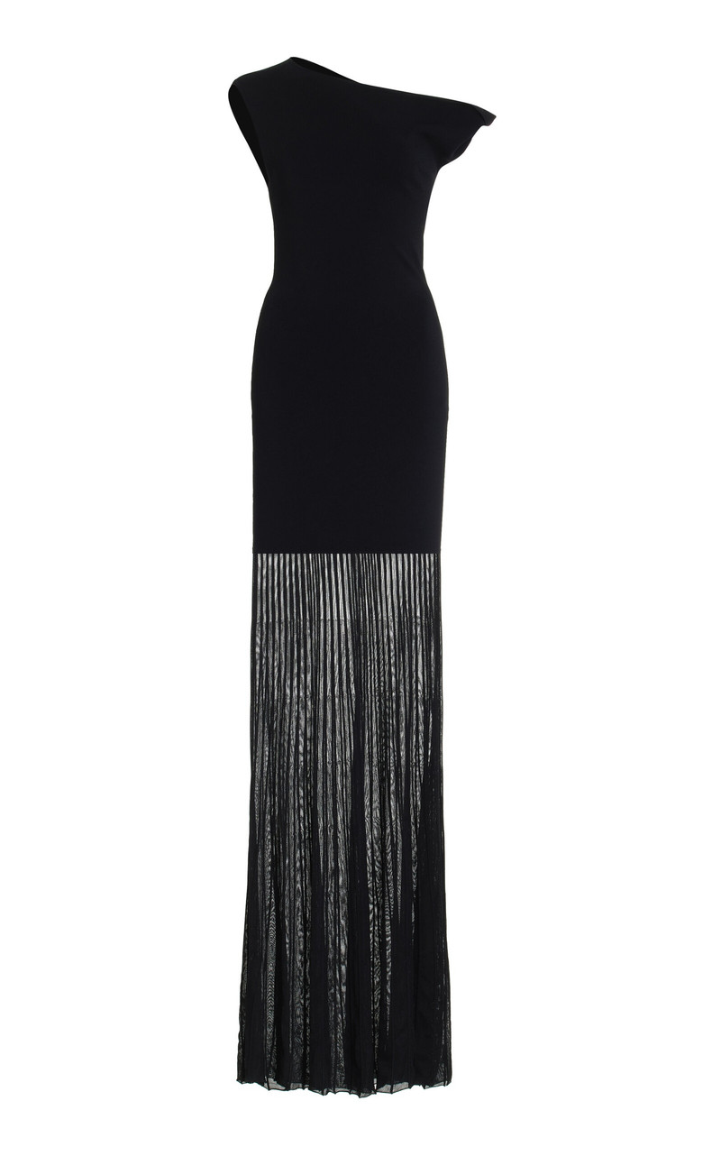 Indigo Twist Paneled Crepe And Chiffon Maxi Dress black - 1