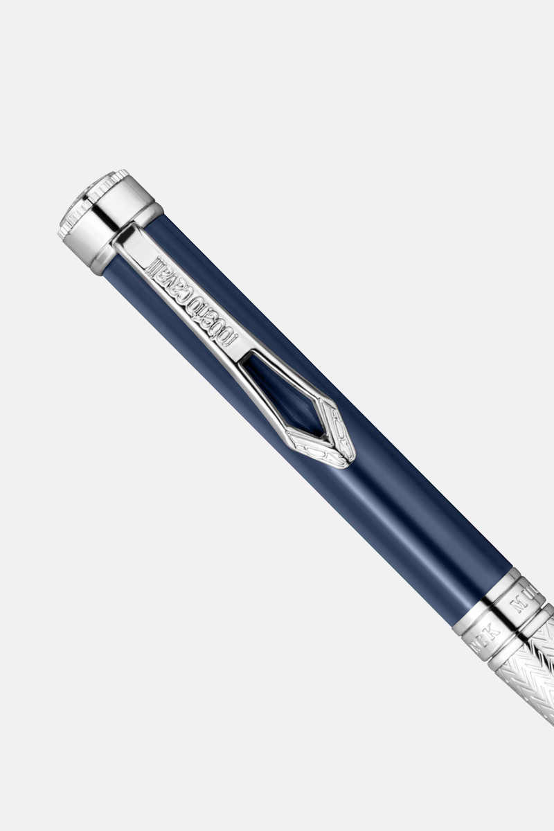 Roberto Cavalli Roberto Cavalli Lacquer Ballpoint Pen, Silver Color & Dark Blue Lacquer outlook