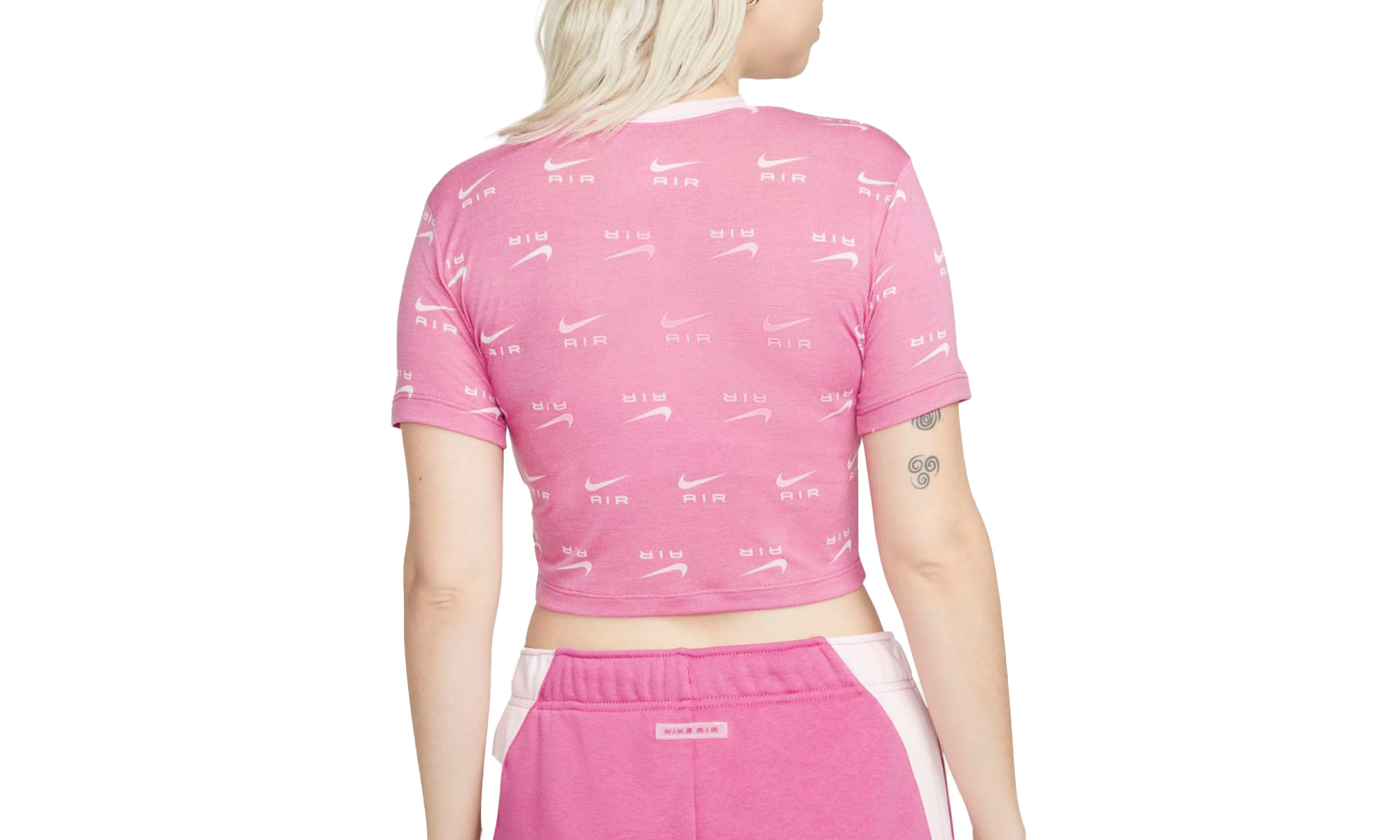 Air Slim-fit Printed Crop T-shirt Womens Style "Pink/White" - 2