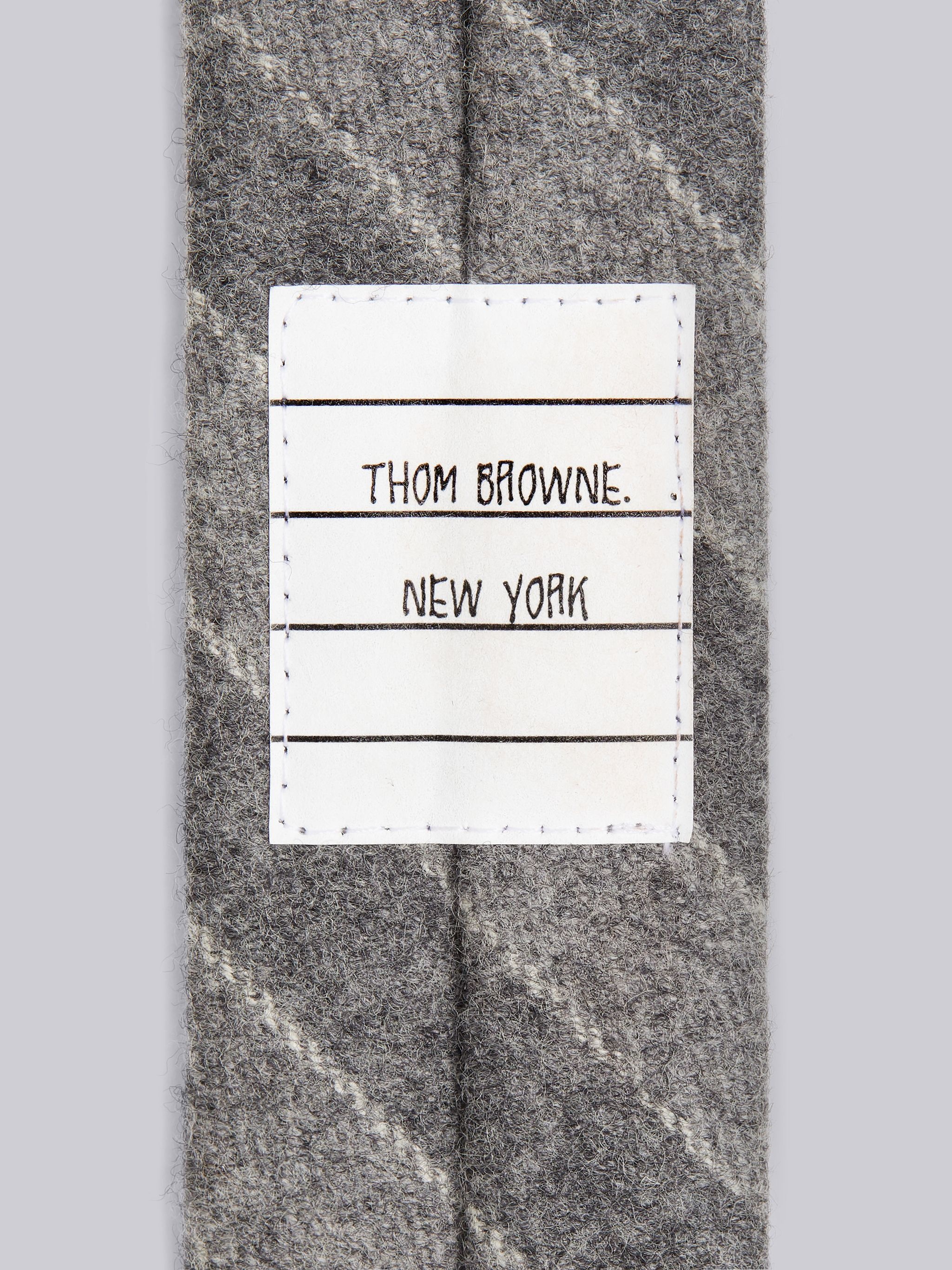 Medium Grey Wool Flannel Tonal Ground Chalk Stripe Classic Tie - 2