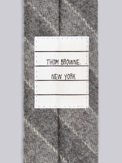 Thom Browne Medium Grey Wool Flannel Tonal Ground Chalk Stripe Classic Tie outlook