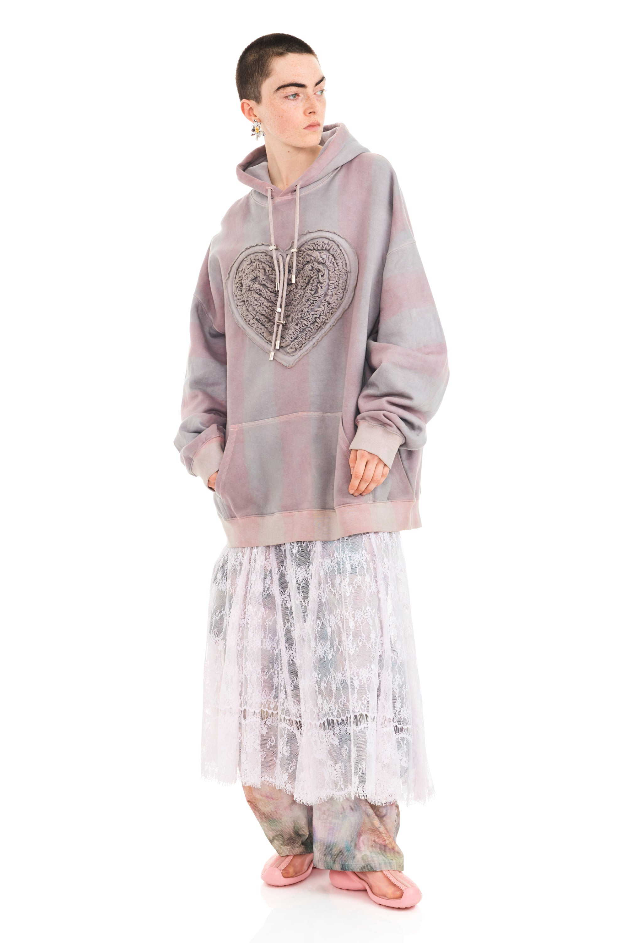 FOG STRIPE SOFT HEART HOODIE - 10
