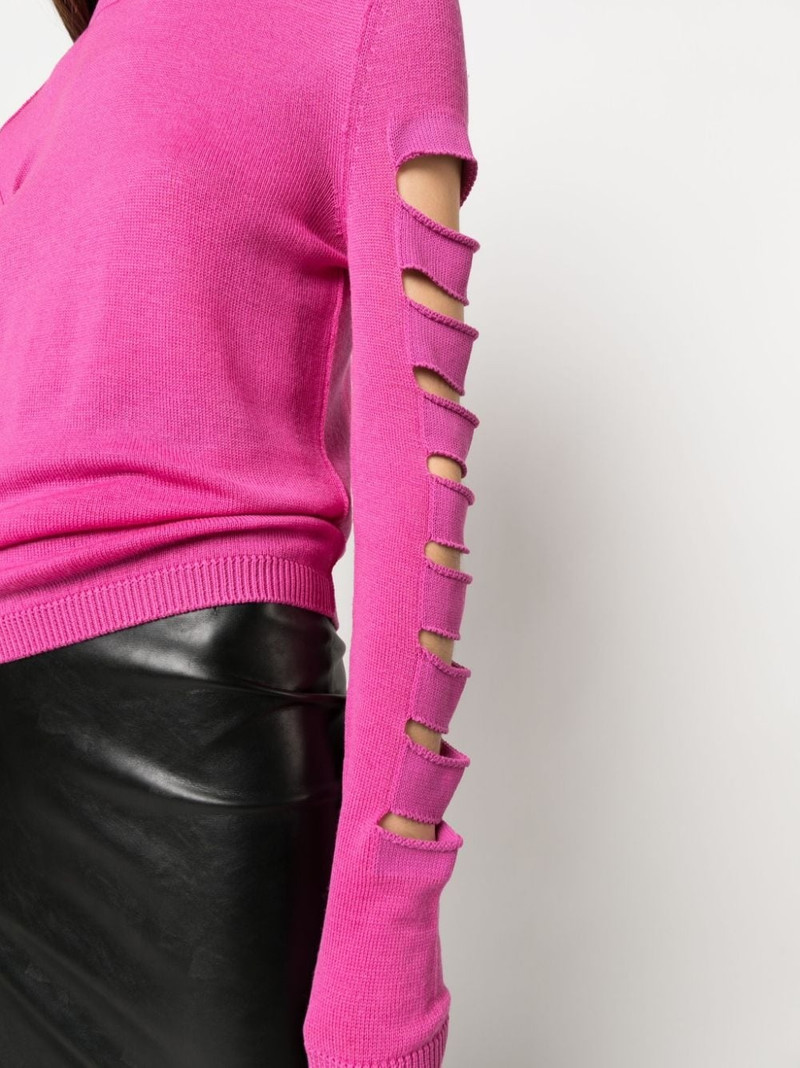 ribbed-trim cut-out jumper 5