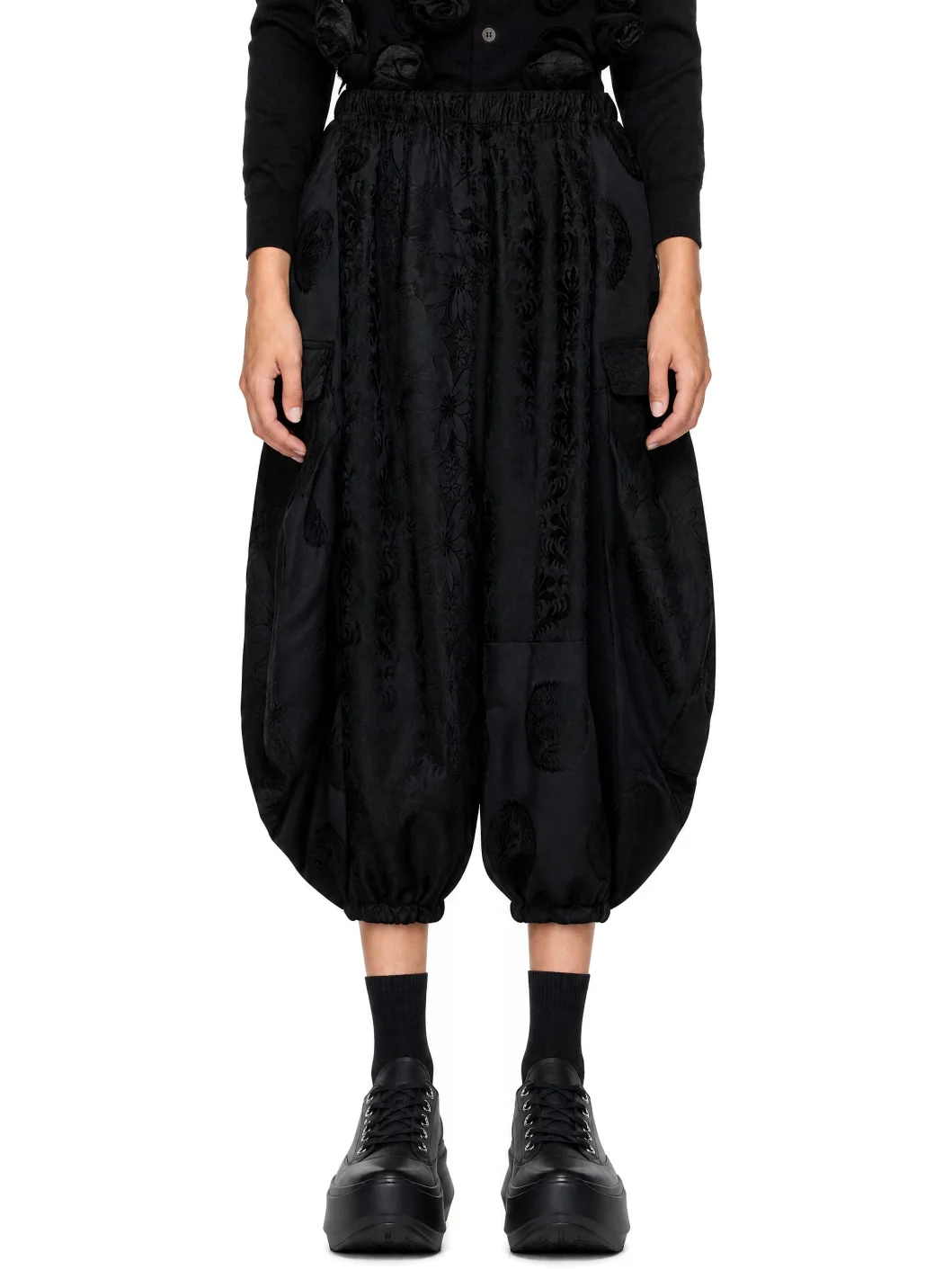 Black Jacquard Trousers - 1