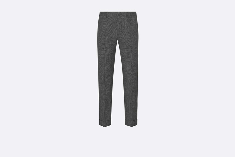 Micro-Houndstooth Tailored Chino Pants with Cuffs 1