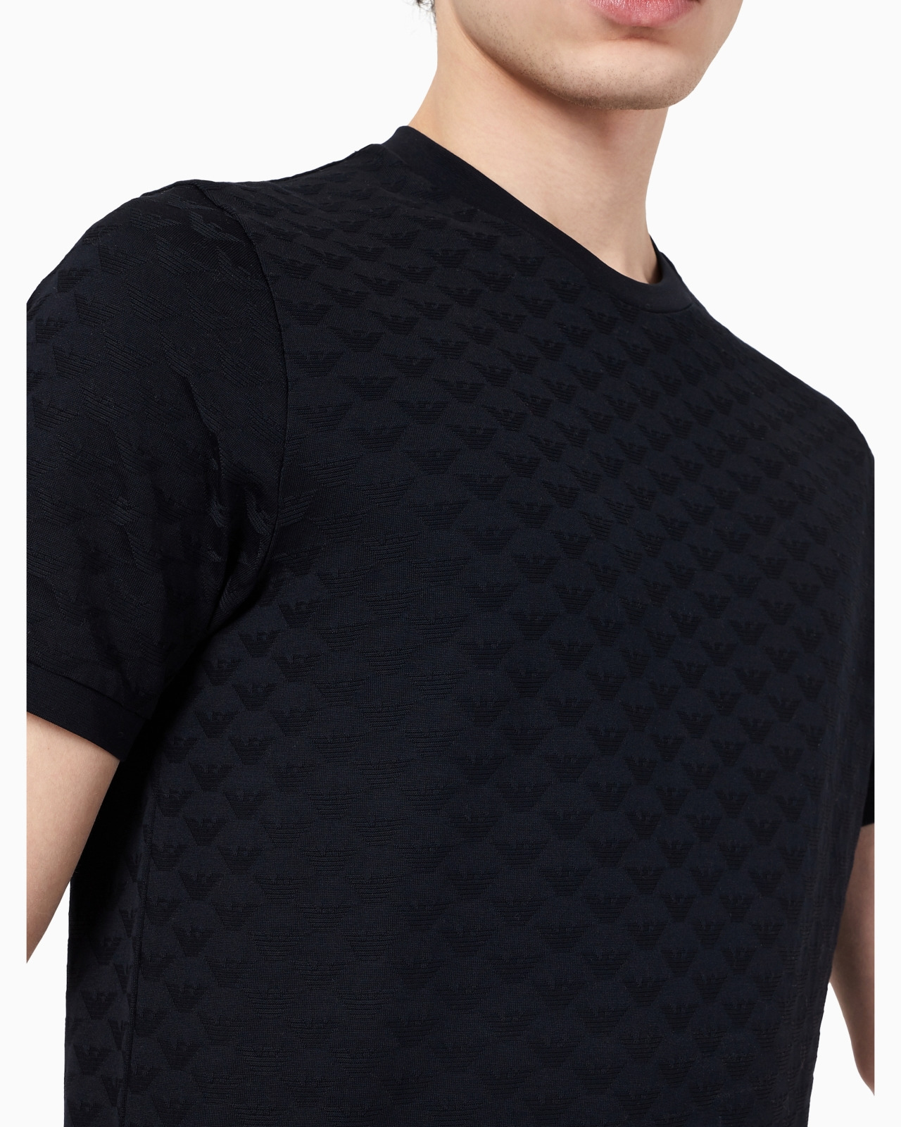 Mercerised-jersey T-shirt with all-over jacquard eagle - 6