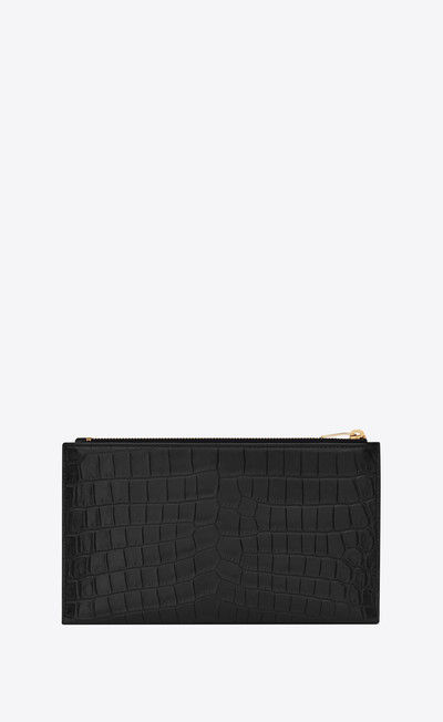 SAINT LAURENT tiny monogram bill pouch in crocodile embossed matte leather outlook