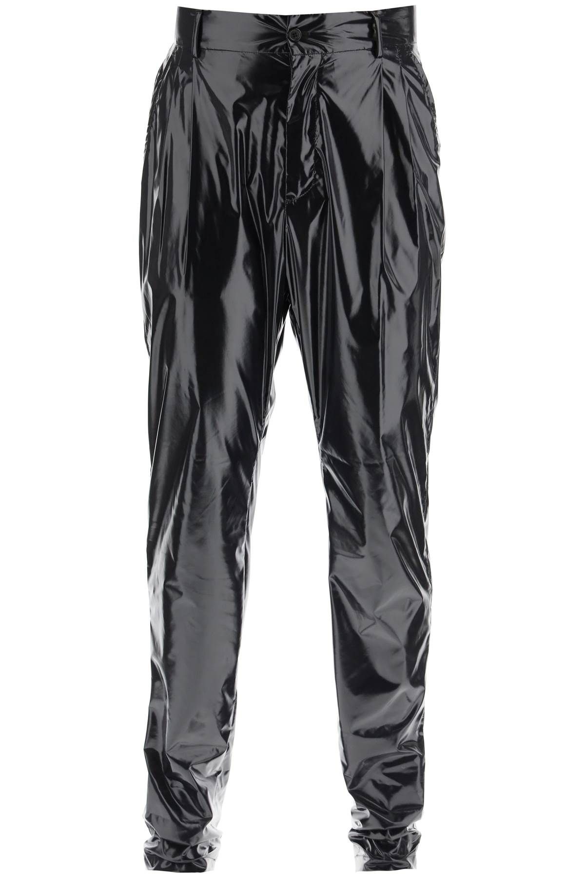 GLOSSY NYLON TROUSERS - 1