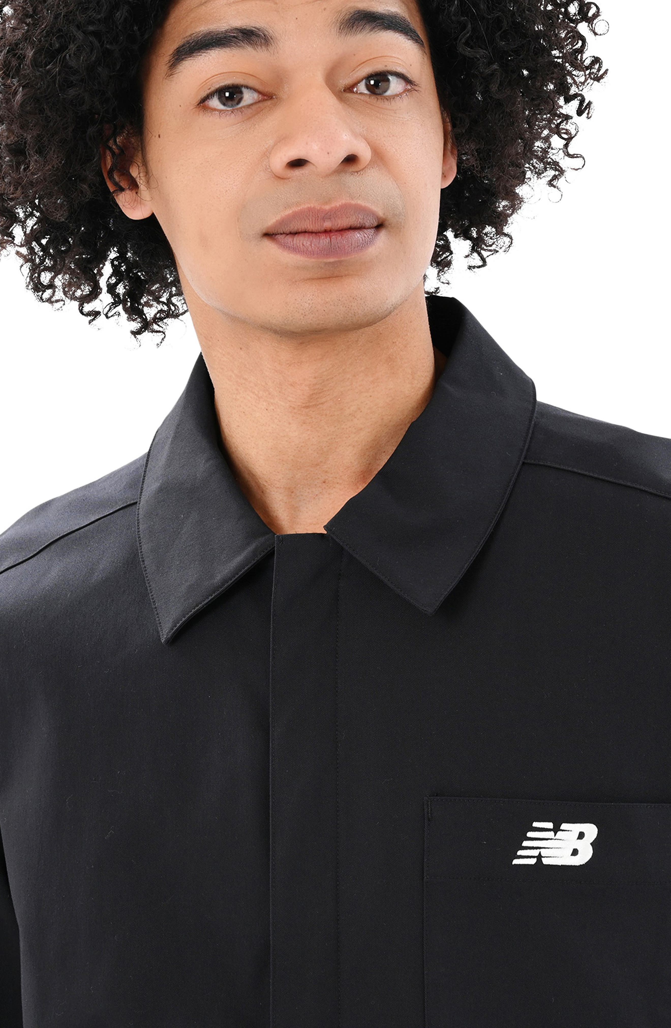 New Balance Water Repellent Cotton Blend Twill Coach's Jacket in Black at Nordstrom - 4