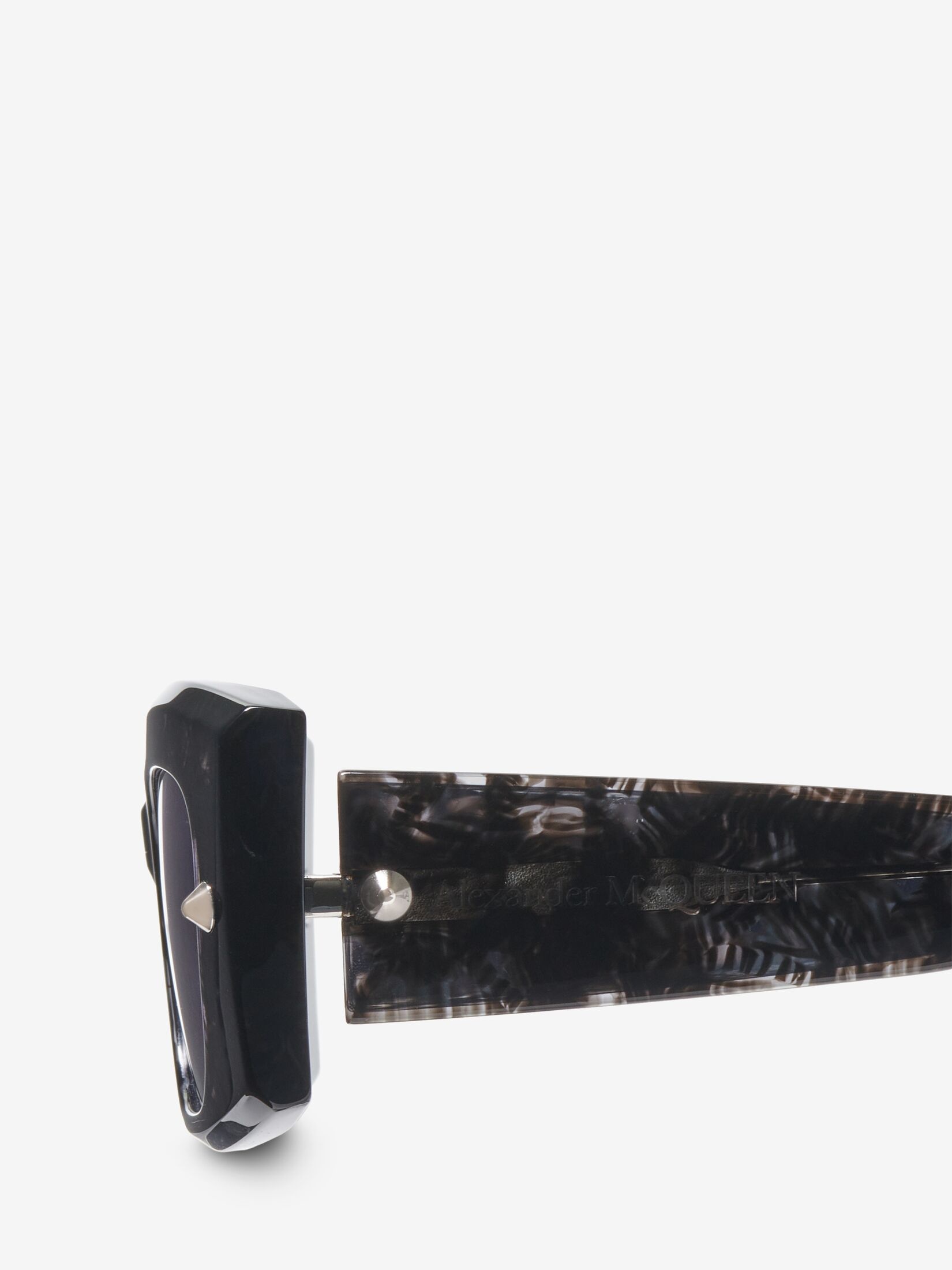 Spike Studs Rectangular Sunglasses in Havana/violet - 4