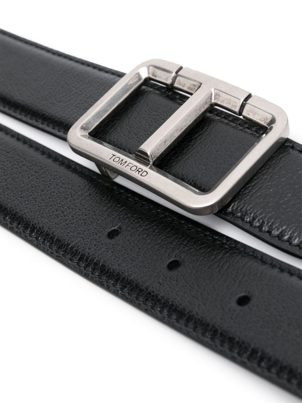 logo-buckle leather belt - 2