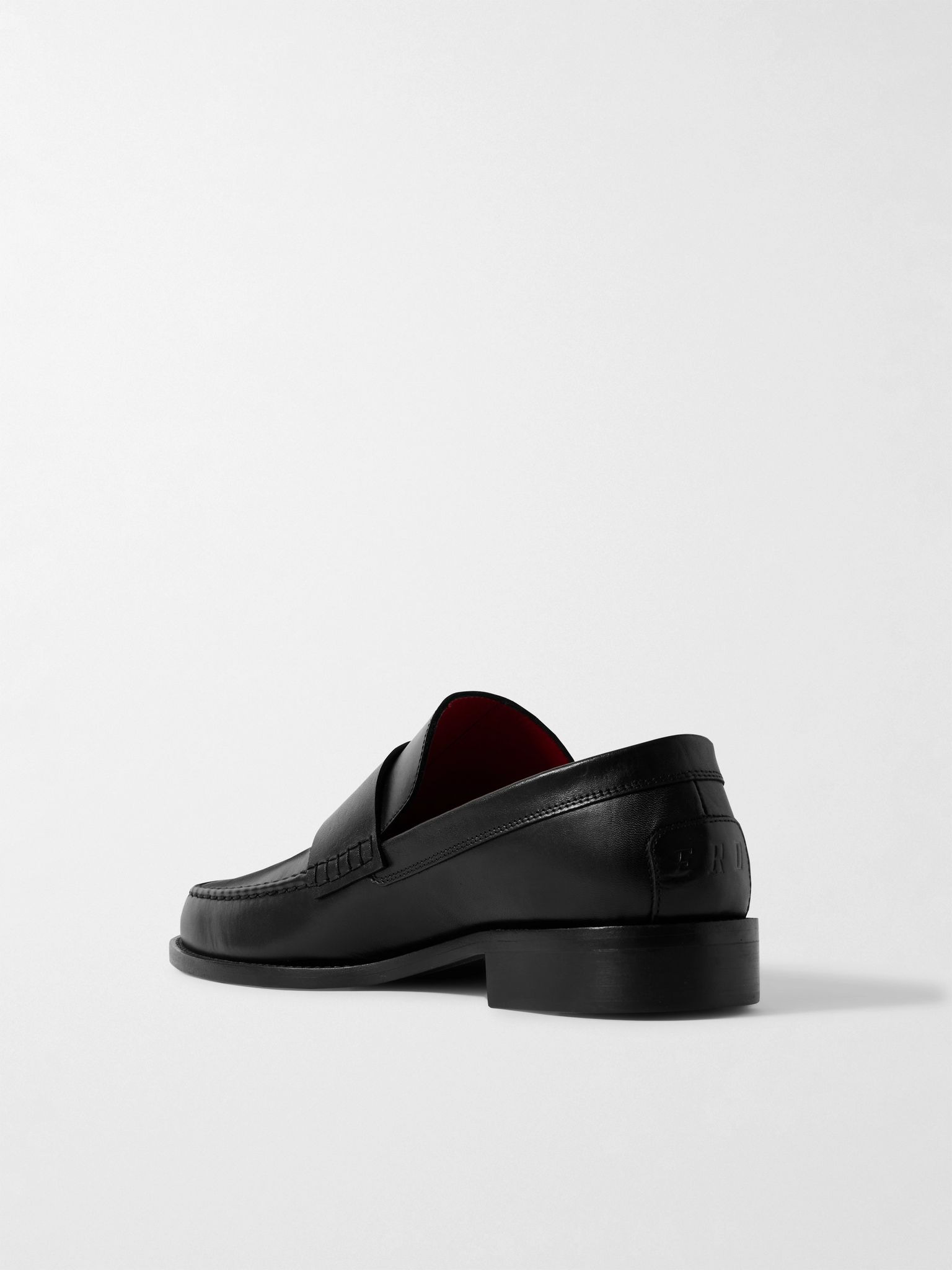 Logo-Debossed Leather Loafers Black - 3