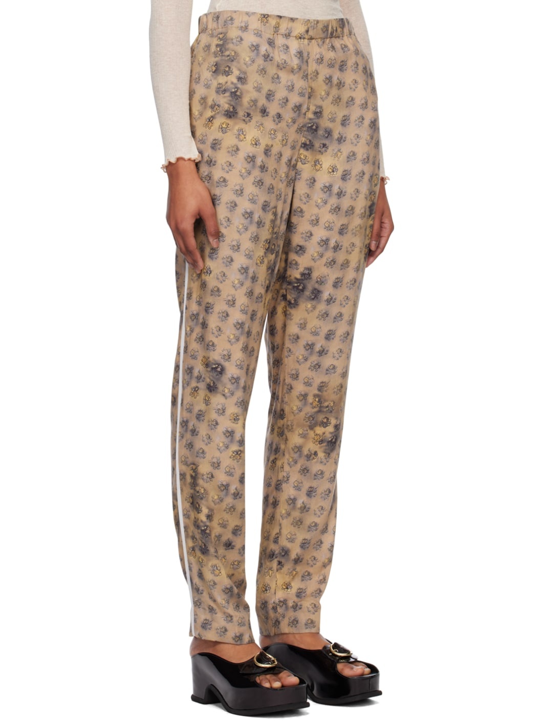Beige Floral Trousers - 2