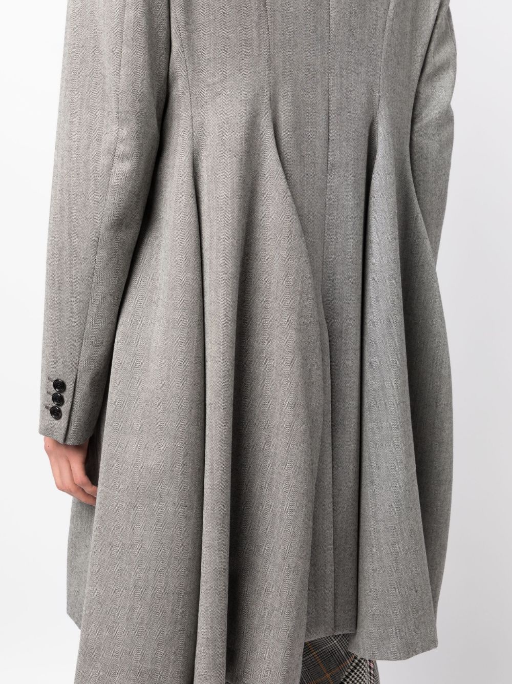 draped single-breasted wool coat - 5