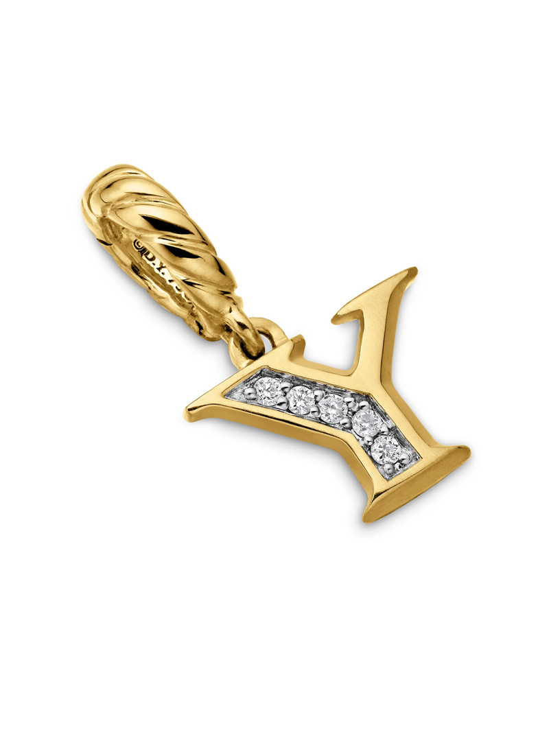 Women's Pavé Initial Pendant in 18K Yellow Gold - Initial Y 3