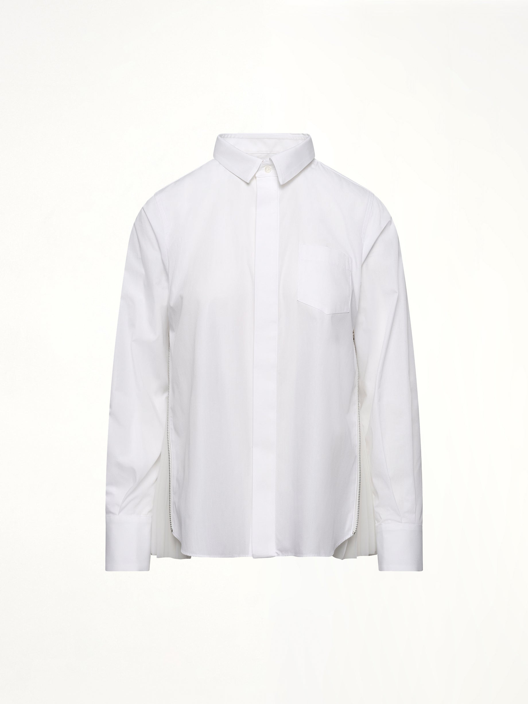 Poplin x Chiffon Shirt in Off White - 2