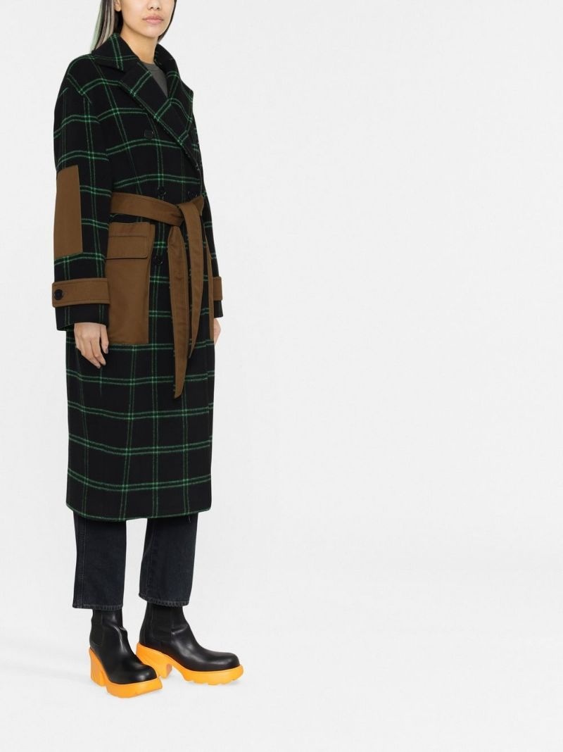checked panelled double-breasted coat - 4