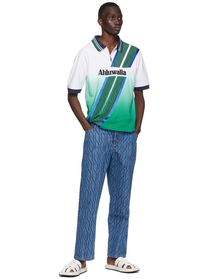Ahluwalia White & Green Football Polo outlook