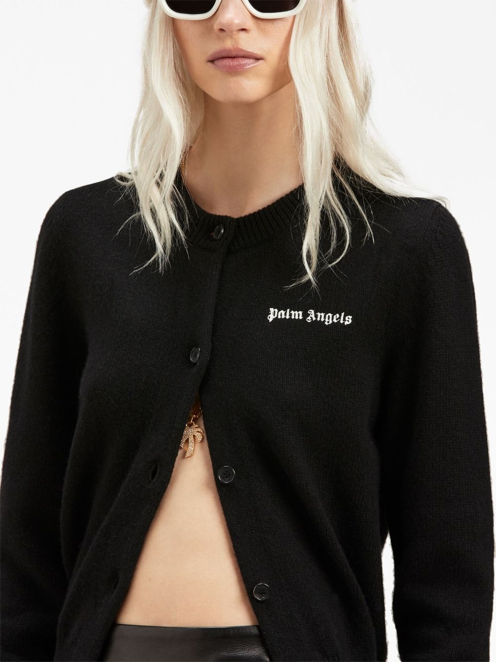logo-print button-up cardigan - 6