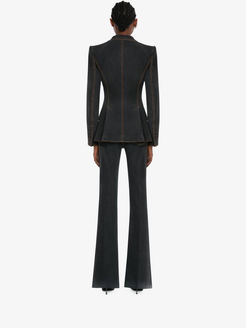 Stretch Denim Jacket in Stone Washed Black - 4