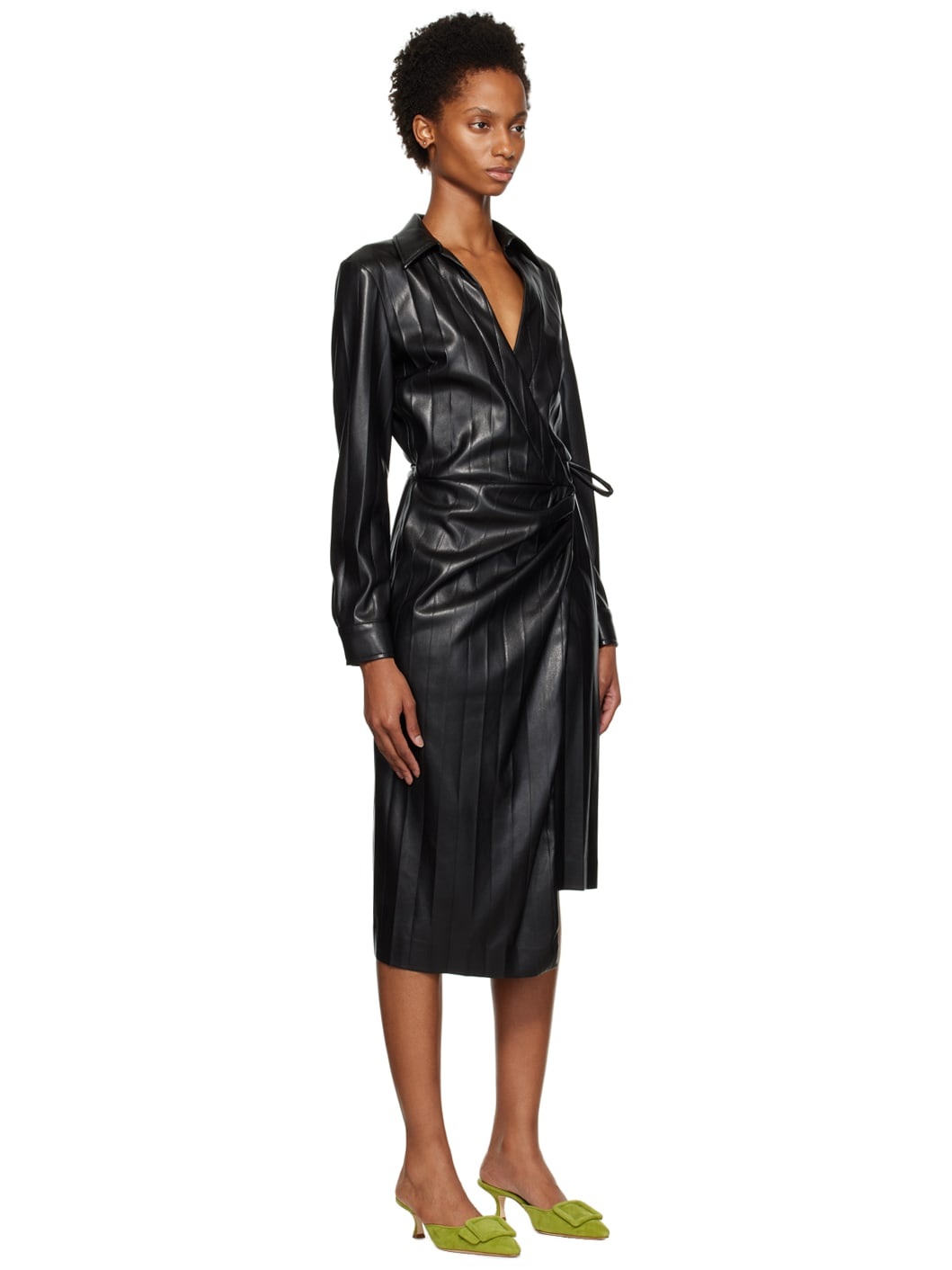 Black Faux-Leather Midi Dress - 2