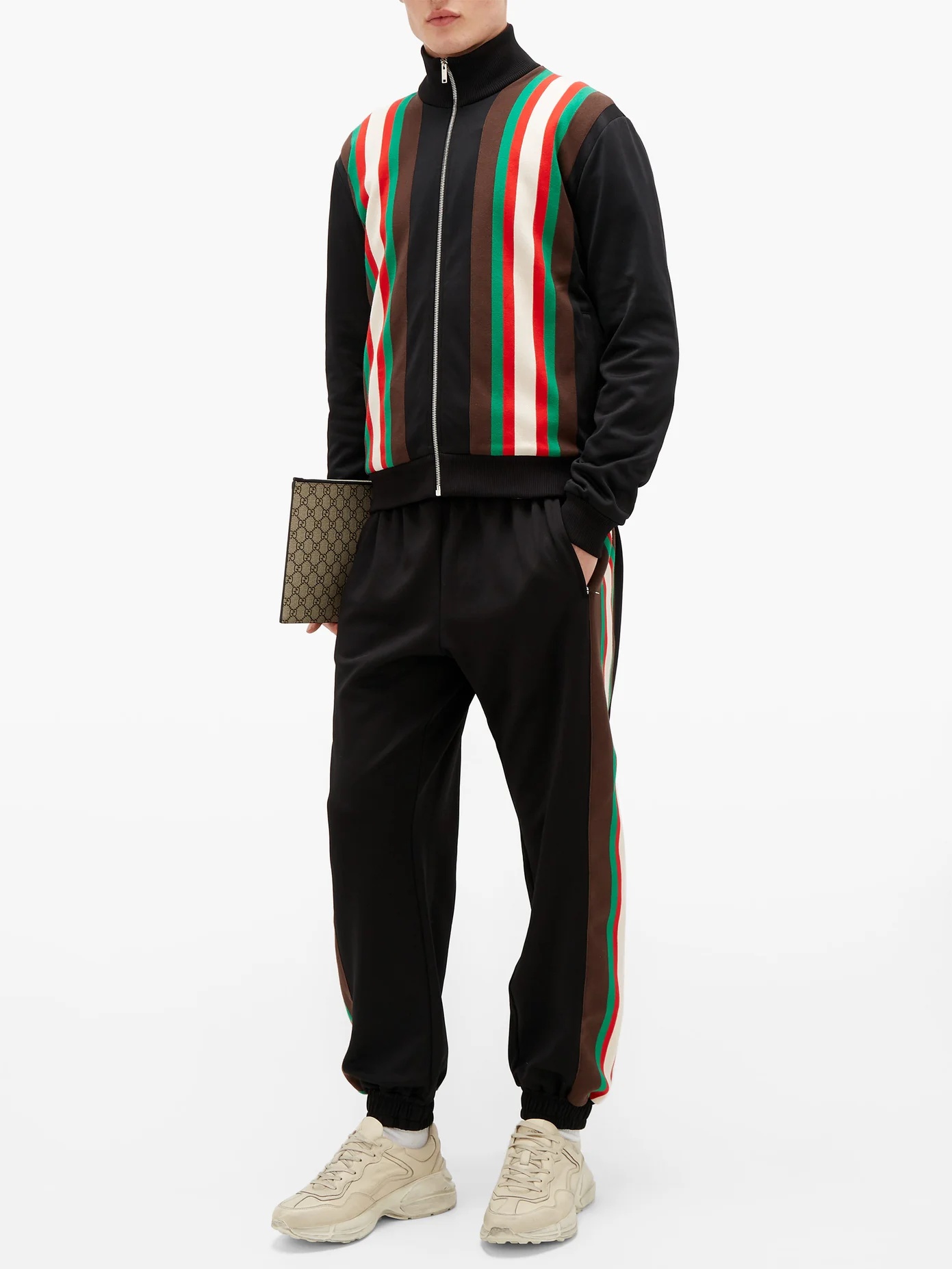 Web-striped jersey track pants - 2