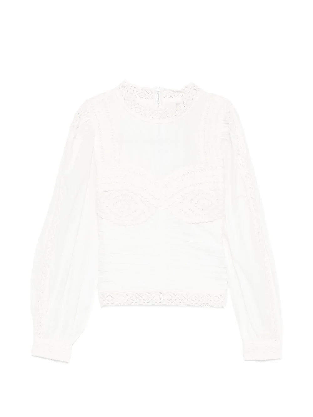 lace long-sleeve blouse - 1