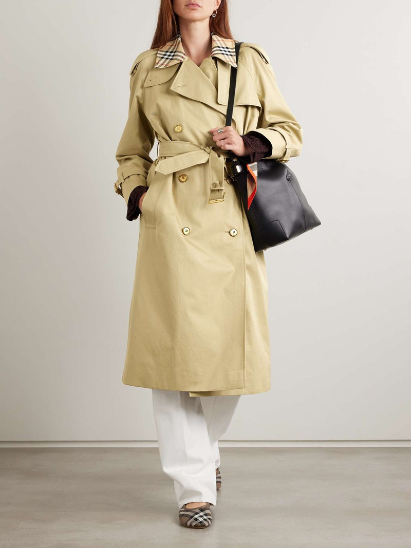 Burberry Castleford checked cotton-gabardine trench coat Beige outlook