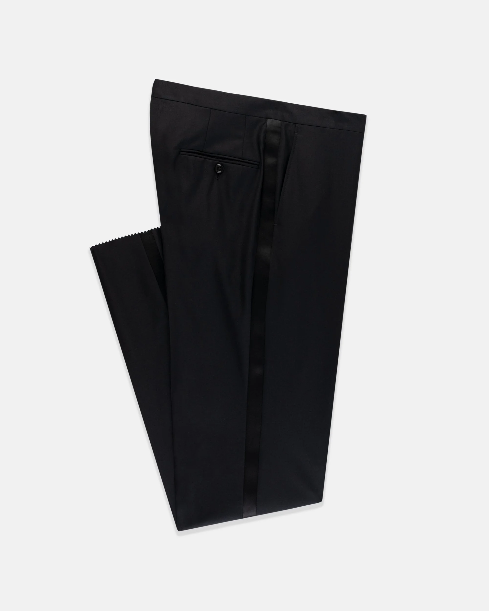 MADE-IN-USA FORMAL WORSTED WOOL TROUSERS WITH GROSGRAIN BRAID - 1