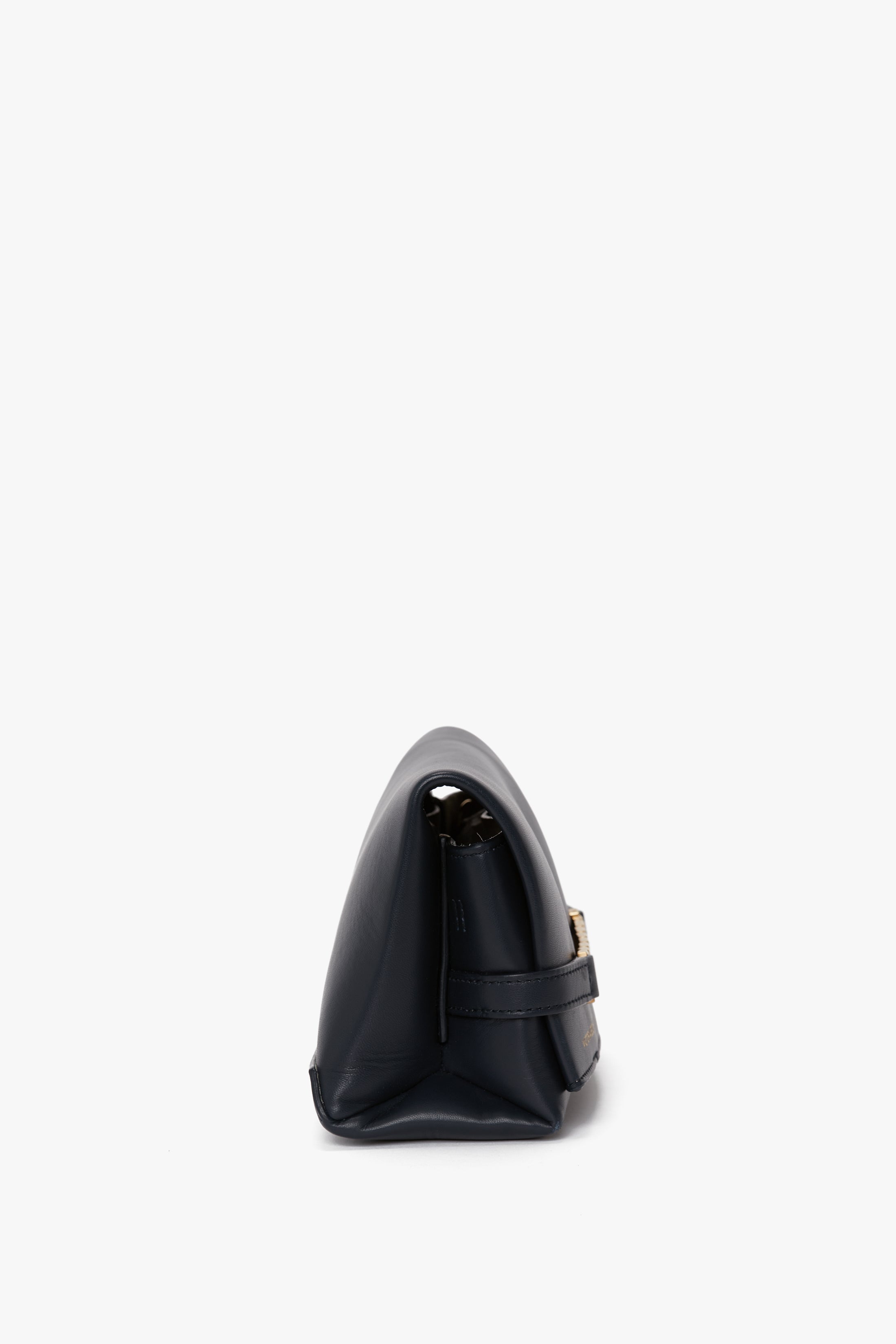 Mini Chain Pouch Bag With Long Strap In Navy Leather - 3